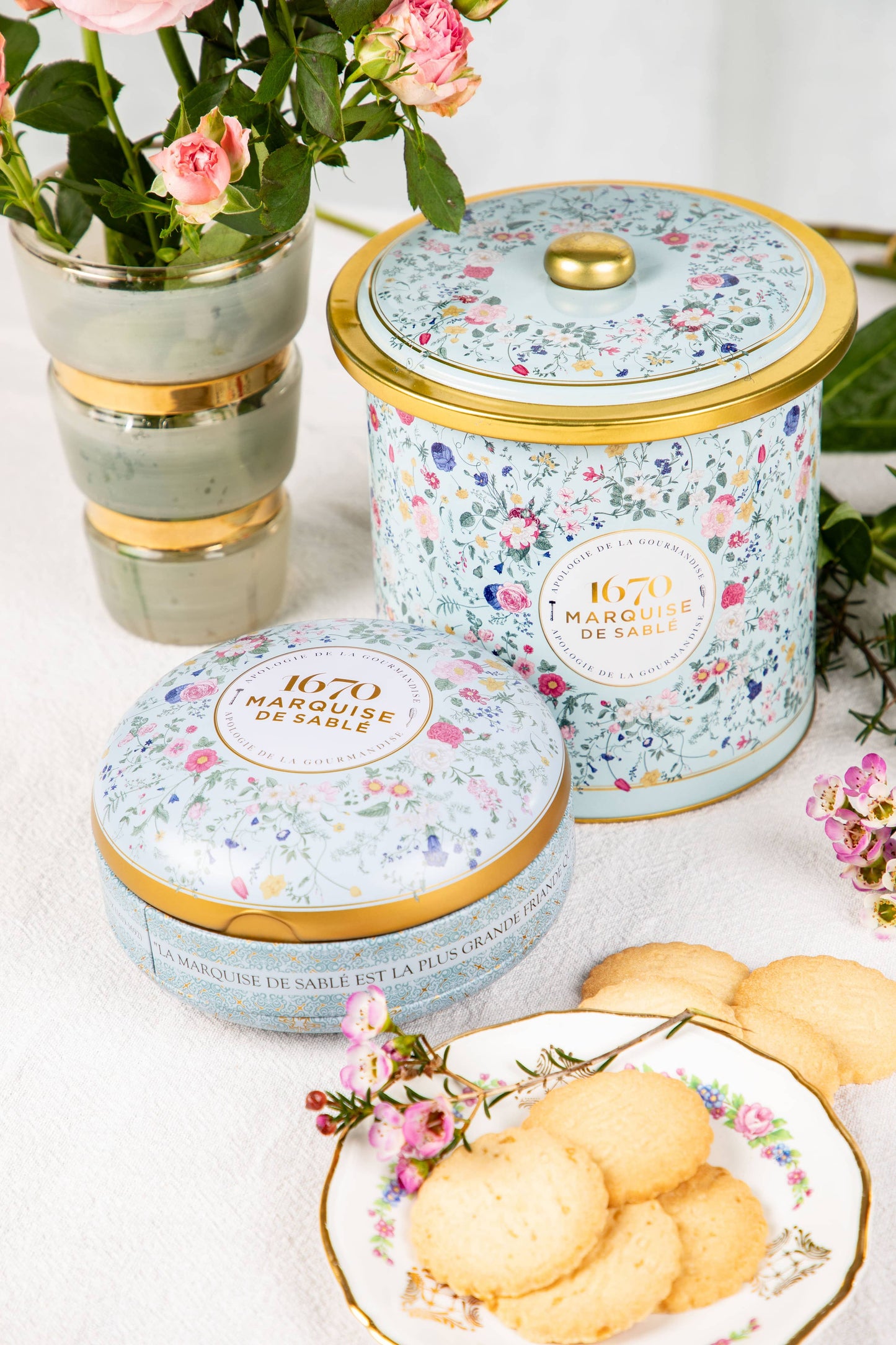 Assorted Shortbread Cookies - Metal Tin "Bouquet Sauvage" 250g
