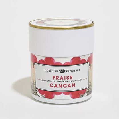 Candle labeled 'Fraise CanCan' by Confiture Parisienne on a white background
