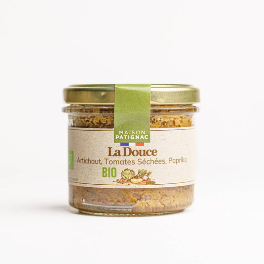 Jar of 'La Douce' with Maison Patignac label on a white background